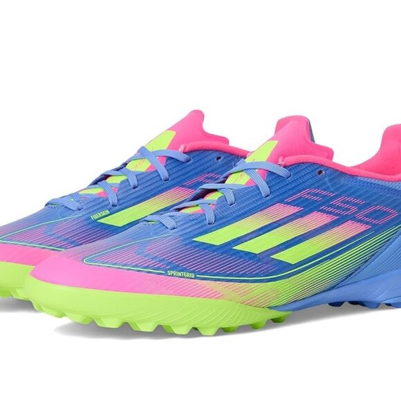 Adidas F50 League TF Turf Soccer Cleat Blue Fusion/Lucid Lemon/Lucid Pink-11.5 - Picture 1 of 5